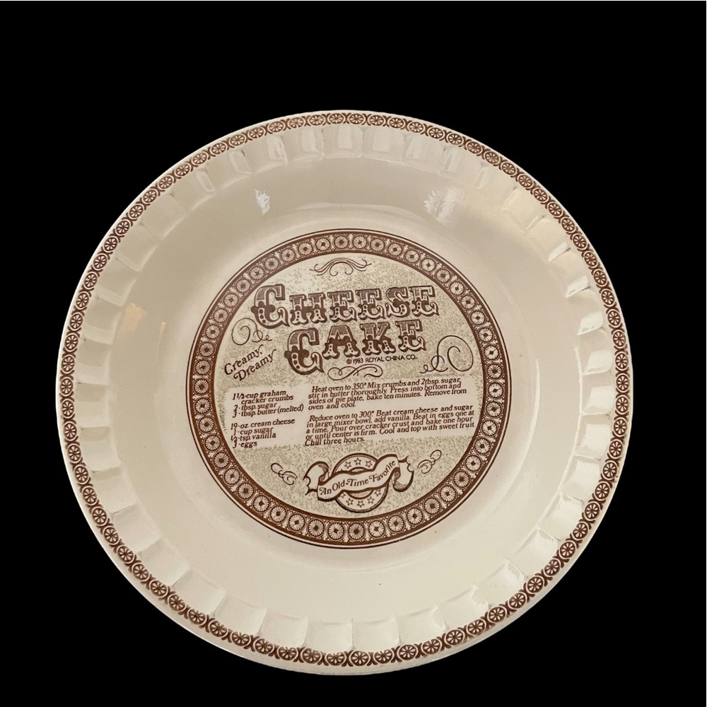 Vtg Royal  Vhina Country Cheesecake Pie Recipe Ceramic plate dish
